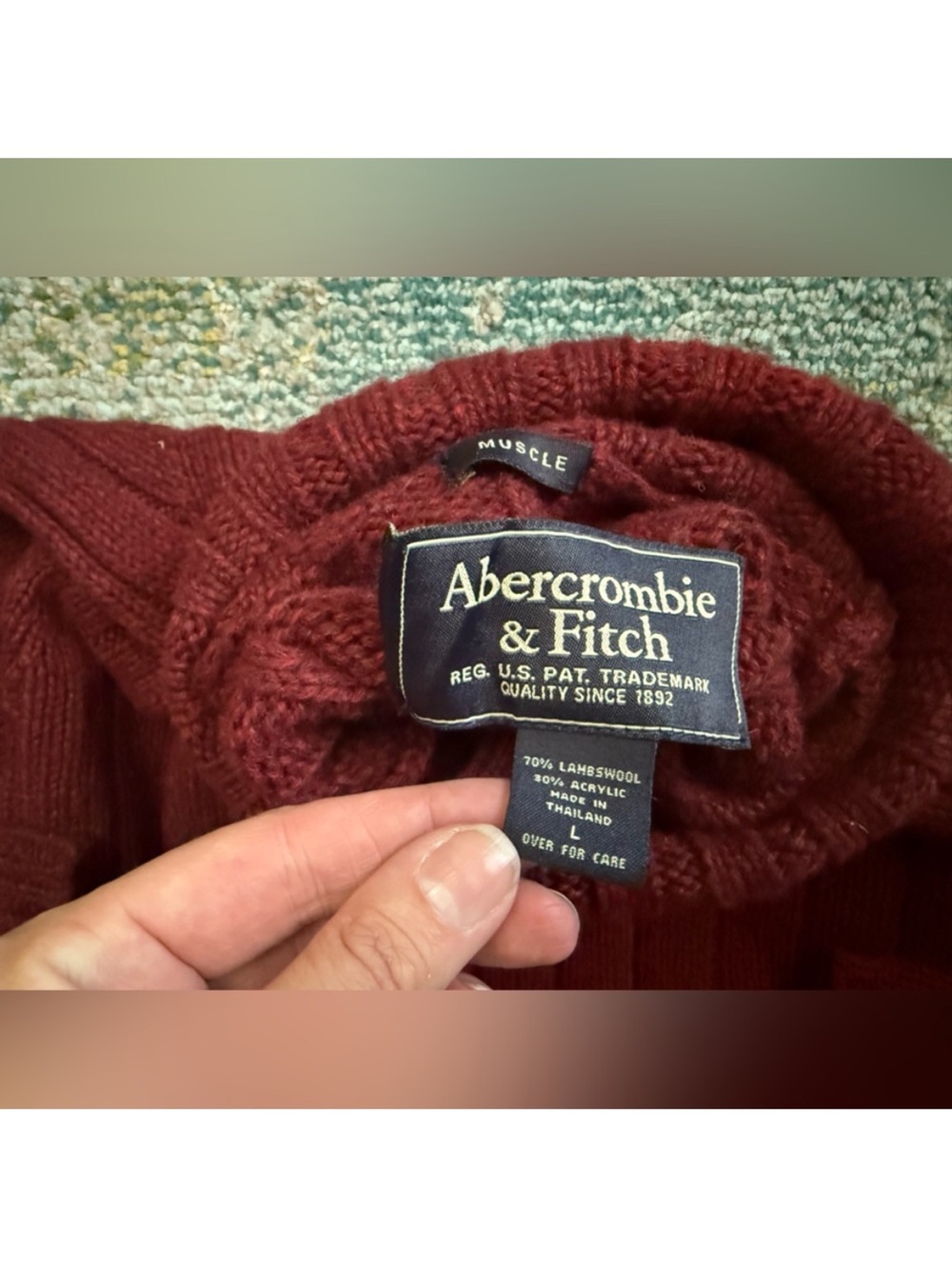 Vintage 90s A&F ribbed muscle lambswool turtleneck sweater, size large - Picture 6 of 7